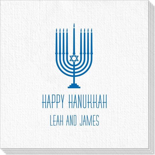 Happy Hanukkah Menorah Deville Napkins